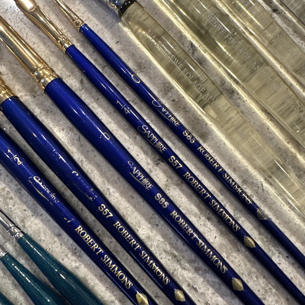 Lot Of Vintage Oil Paint Brushes 40 Winsor & Newton Robert Simmons Master Touch - Picture 8 of 16